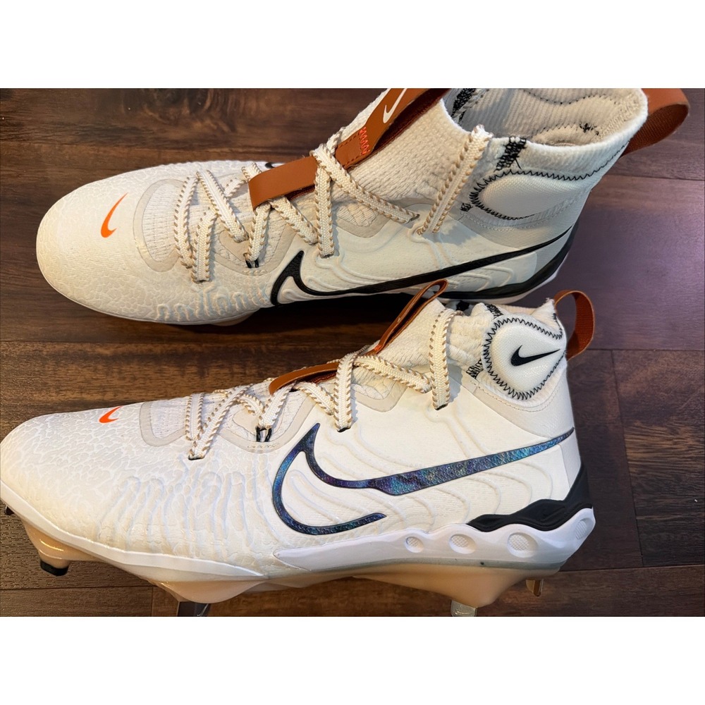 New Nike Alpha Huarache NXT Mens Metal Baseball Cleats Size 12 White Brown